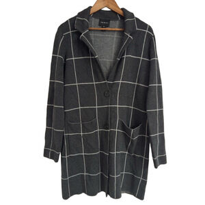 Tribal Long Gray & White Knit Blazer Jacket Women’s Medium